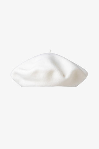 Ivory wool beret by Milo and Dexter. 