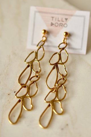 Tilly Doro Long Moss gold plated earrings. 