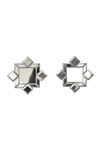 Silver mirror plexiglass geometric shape earrings. 