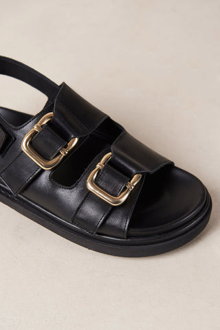 Black leather Harper sandals by Alohas.