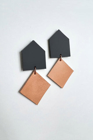 Recycled leather Dwell earrings by Blisscraft. 