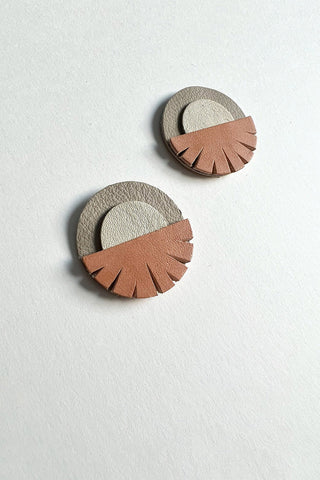 Recycled leather Helios Moonrise earrings by Blisscraft. 
