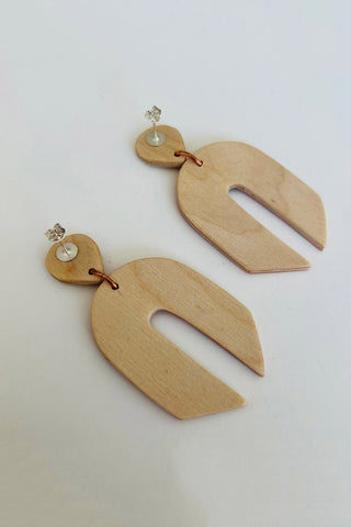 Back of wood Lily Earrings by Blisscraft. 
