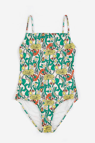 Multi-colour floral print one-piece swimsuit. 