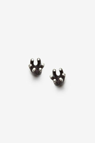 Black oxidized sterling silver Spark stud earrings by Camillette. 