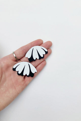 Black and white compressed paper Mia Earrings by Cartouche.