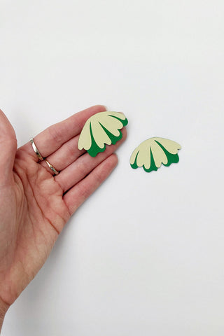 Two tone green compressed paper Mia Earrings by Cartouche. 