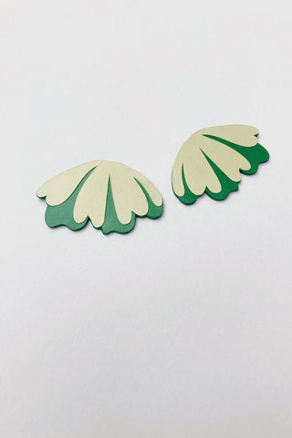 Two tone green compressed paper Mia Earrings by Cartouche.