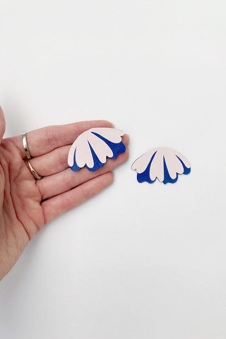 Pink and blue compressed paper Mia Earrings by Cartouche.
