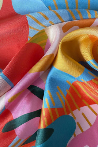 Close-up of multi-colour silk scarf. 