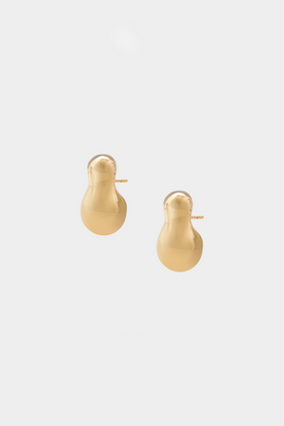 Gold plated metallic drop stud earrings. 