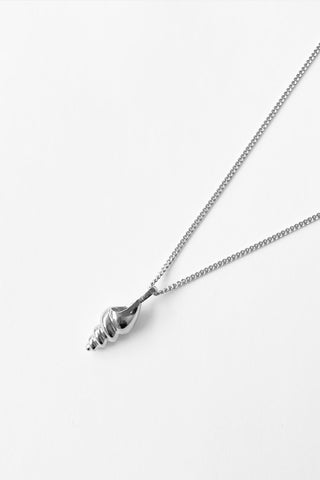 A silver chain necklace with sterling silver Auger Shell pendant. 