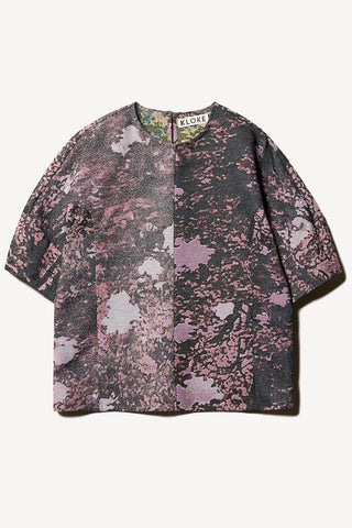 Purple and black printed jacquard Forge shirt by Kloke. 