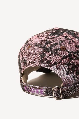Back view of purple tree camo printed jacquard Orbital baseball cap by Kloke. 