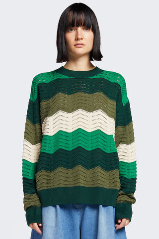 Woman Green Wavy Ripple sweater by Kloke. 