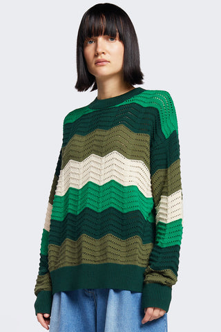 Woman Green Wavy Ripple sweater by Kloke.