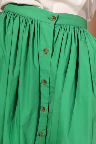 Close-up of green cotton poplin Isaac Skirt by LF Markey. 