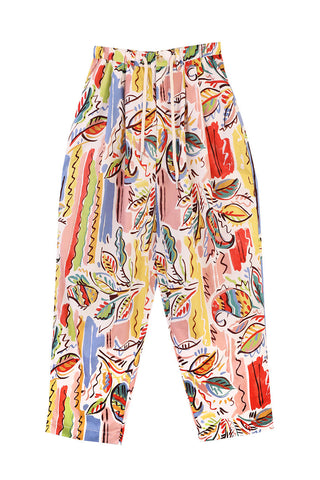 Colourful Printed Paisley Mega Drawstring Pants by LF Markey. 