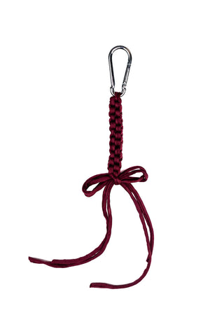 Wine red crocheted bag charm. 