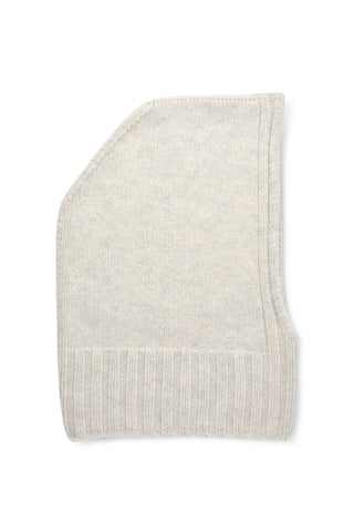 Black thick rib knit wool hood shown against white background. 
