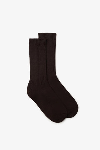 Brown coloured Milo & Dexter merino wool socks. 