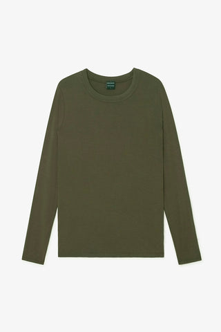 Olive bamboo knit long sleeve top by Milo & Dexter. 