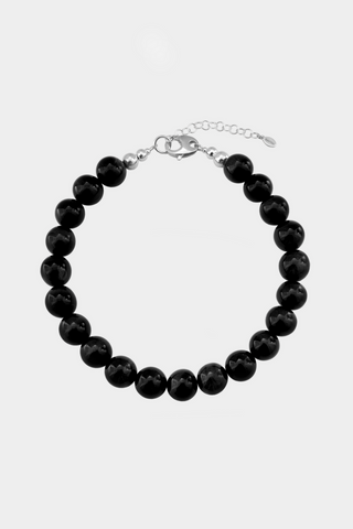 Large black onyx beaded collar necklace. 