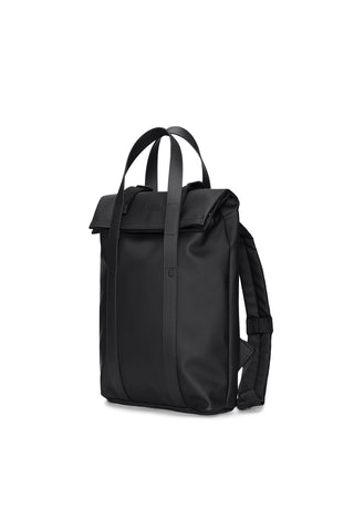Black backpack on a white background