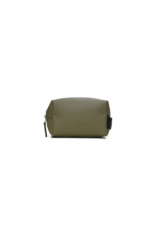 Marsh green toiletry bag on white background. 