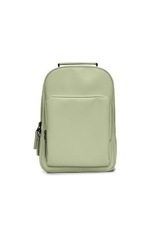 Green waterproof minimal Book Daypack W3 by Rains. 