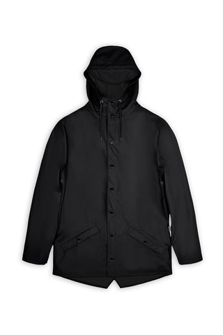 Black hooded waterproof Jacket b Rains. 