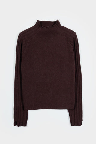 Flat lay photo of brown knit Loretta sweater by Rifo. 