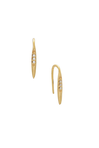 Gold hook earrings with 3 crystals. 