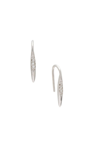 Silver hook earrings with 3 crystals. 