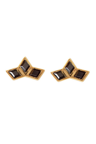 24k gold plated black cubic zirconia Bae stud earrings by Sarah Mulder. 