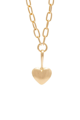 Sarah Mulder Little Puffed Heart Necklace in 24k gold plated. 