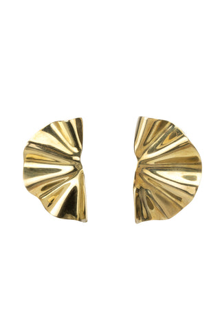 Gold plated brass Bidu Fanned Stud earrings by Soko. 