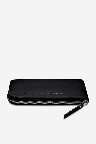 Black leather Smoke & Mirror pouch by Status Anxiety. 