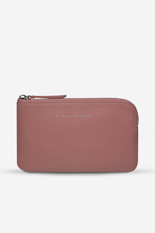 Dusty Rose pink leather Smoke & Mirror pouch by Status Anxiety. 