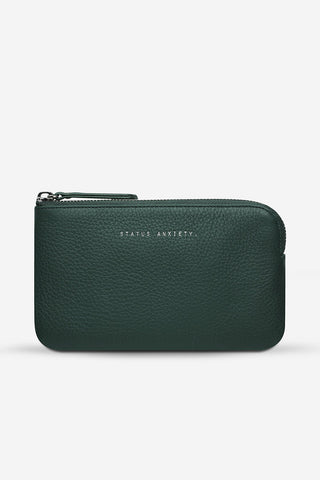 Teal leather Smoke & Mirror pouch by Status Anxiety. 