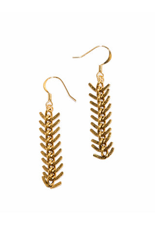 Gold Plated herringbone chain dangle earrings by Tilly D'Oroi