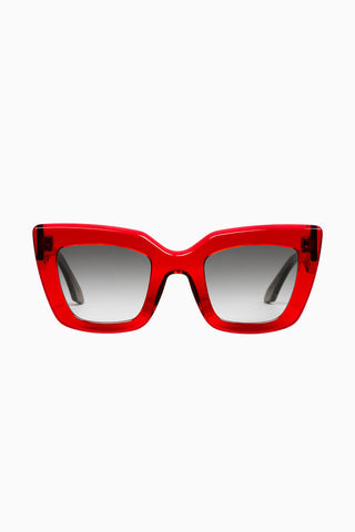 Valley Eyewear Brigada sunglasses with transparent red frames and black gradient lenses