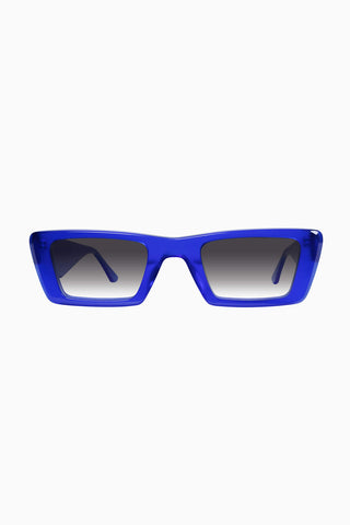 Valley Eyewear Lahara Sunglasses in electric blue with black gradient lenses. 