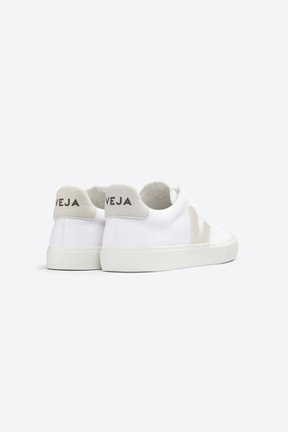 Back view of Veja Campo Organic Cotton Canvas White + Pierre eco-friendly sneakers. 