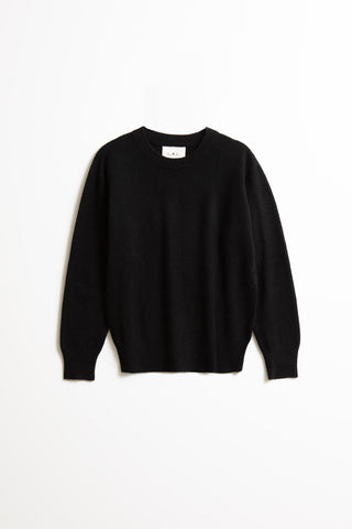 Black Yak wool O-Neck sweater by Dinadi. 