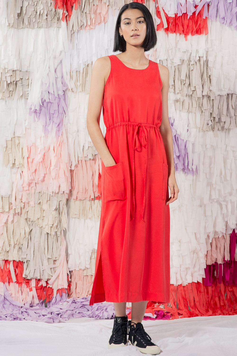 ethical red maxi dress Freesia Red Formal Maxi Dress - US 4