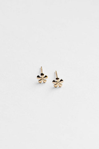 14k gold flower shape Willow stud earrings by Kara Yoo. 