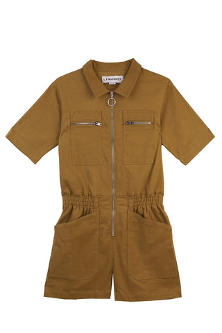 Flat lay of LF Markey Danny Playsuit in chartreuse. 