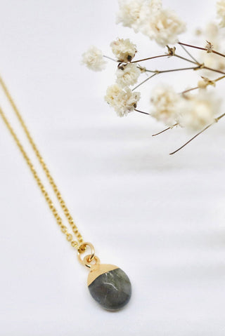 Labradorite stone Agathe Necklace by Plum. 