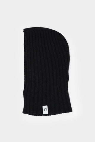 Black coloured recycled cashmere Arsenio Balaclava by Rifo. 